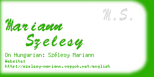 mariann szelesy business card